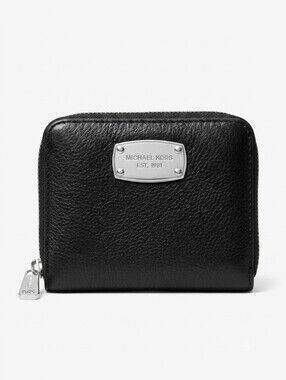 Michael Kors Black Leather Zip-Around Small Wallet